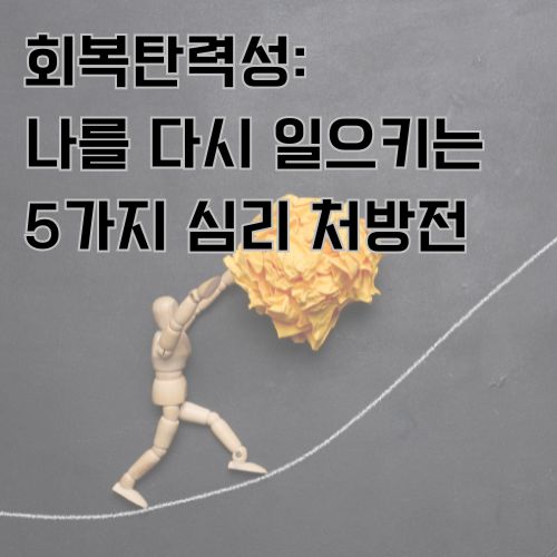 회복탄력성을 보여주는 그림으로 나무 인형이 얇은 줄 위로 걸어가며 무거운 짐을 들고 올라가는 모습을 보여주는 사진 