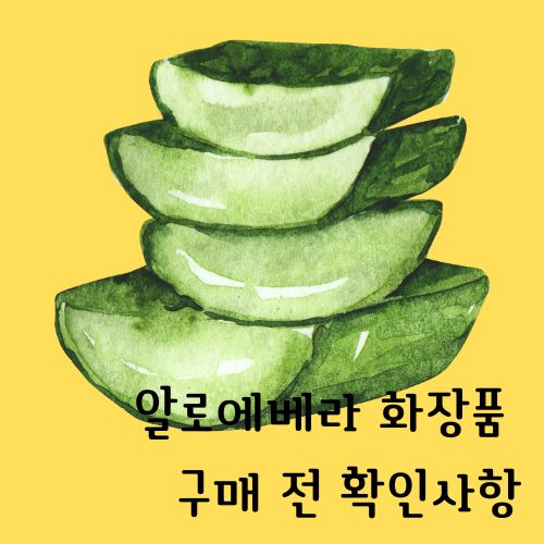 알로에베라의 단면이 네층으로 쌓여있고 구매 전 확인사항이라고 적혀있는 그림 